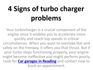 4 Signs of turbo charger problems