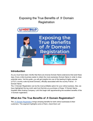 Exposing the True Benefits of .fr Domain Registration