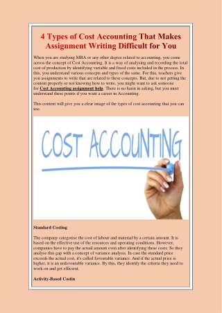 4 Types of Cost Accounting That Makes Assignment Writing Difficult for You