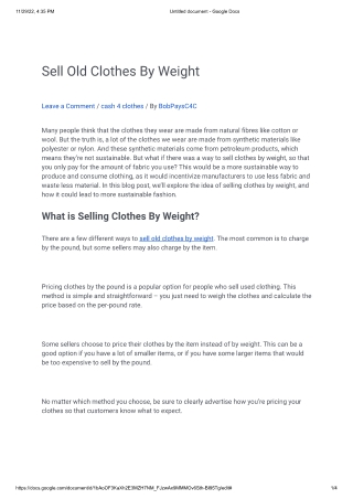 Sell Old Clothes By Weight