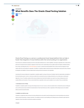 What Benefits Does The Oracle Cloud Testing Solution