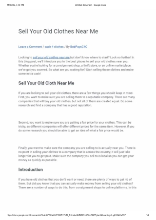 Sell Your Old Clothes Near Me
