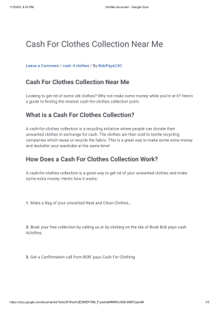 Cash For Clothes Collection Near Me