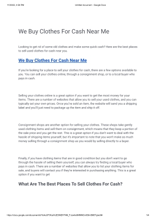 We Buy Clothes For Cash Near Me