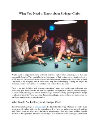 What You Need to Know about Swinger Clubs