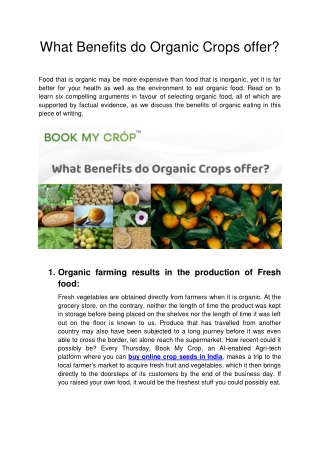 What Benefits do Organic Crops offer?