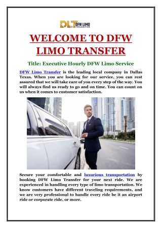 Executive Hourly DFW Limo Service