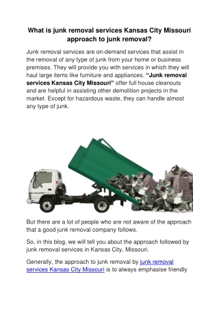 What is junk removal services Kansas City Missouri approach to junk removal