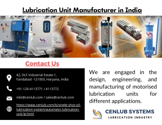 Top Lubrication Unit Manufacturer in India