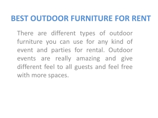 BEST OUTDOOR FURNITURE FOR RENT