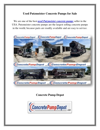 Used Putzmeister Concrete Pumps for Sale, concretepumpdepot