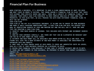 Financial Plan For Business