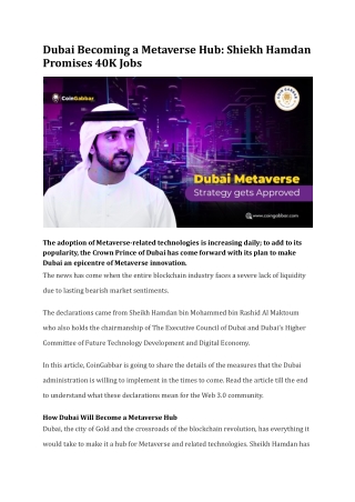 Dubai Becoming a Metaverse Hub_ Shiekh Hamdan Promises 40K Jobs
