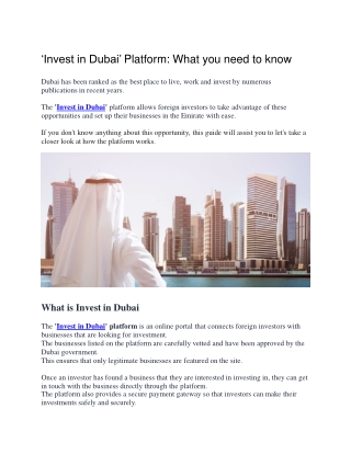 Invest in Dubai