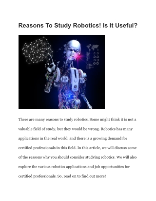 Reasons To Study Robotics! Is It Useful_