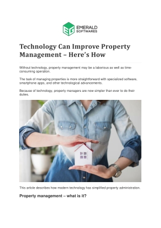 Technology Can Improve Property Management – Heres How - Emerald Softwares