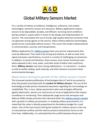 Military sensor market | Military sensor