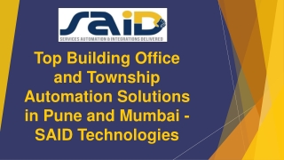 Top Building Office and Township Automation Solutions in Pune and Mumbai