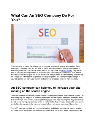 What Can An SEO Company Do For You