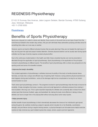REGENESIS Physiotherapy