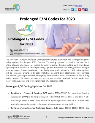 Prolonged E/M Codes for 2023