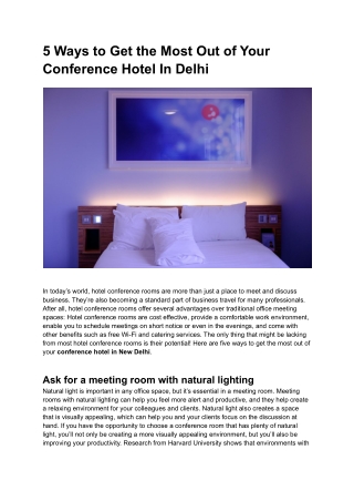 5 Ways to Get the Most Out of Your Conference Hotel In Delhi