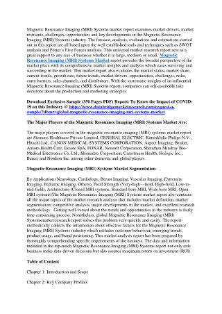 Magnetic Resonance Imaging (MRI) Systems Market