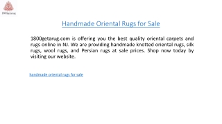 Handmade Oriental Rugs for Sale  1800getarug.com