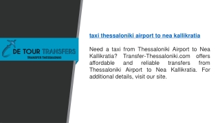 Taxi Thessaloniki Airport To Nea Kallikratia   Transfer-thessaloniki.com