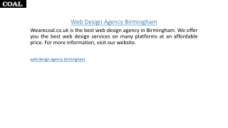 Web Design Agency Birmingham  Wearecoal.co.uk