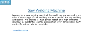 Saw Welding Machine  Cruxweld.com