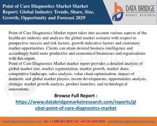 Point of Care Diagnostics Market – Industry Trends and Forecast to 2029