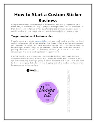 How to Start a Custom Sticker Business
