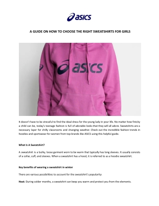 A GUIDE ON HOW TO CHOOSE THE RIGHT SWEATSHIRTS FOR GIRLS