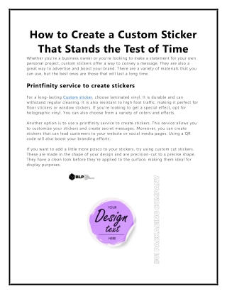How to Create a Custom Sticker That Stands the Test of Time
