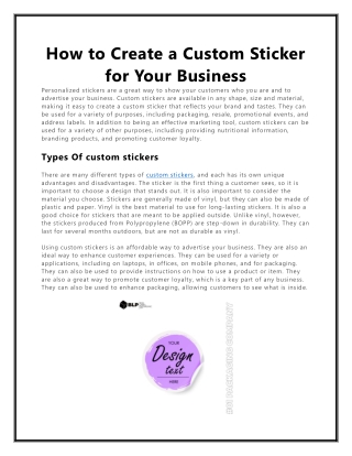 How to Create a Custom Sticker for Your Business
