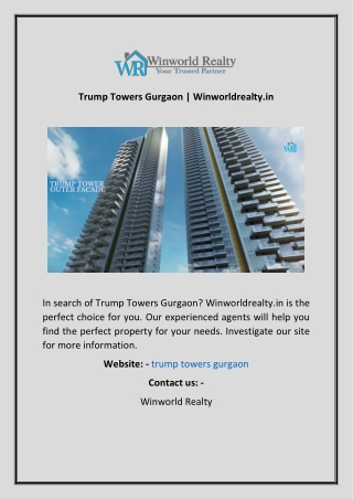 Trump Towers Gurgaon  Winworldrealty.in