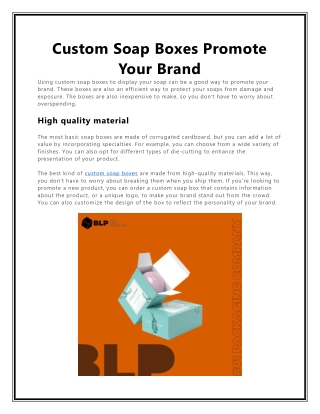 Custom Soap Boxes Promote Your Brand