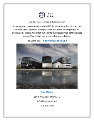 Charter Buses in Usa | Busmiami.net