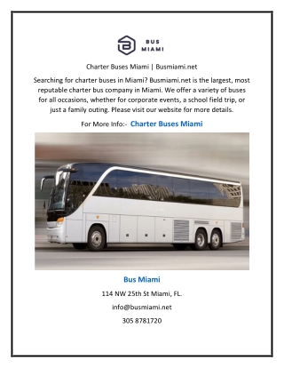 Charter Buses Miami | Busmiami.net