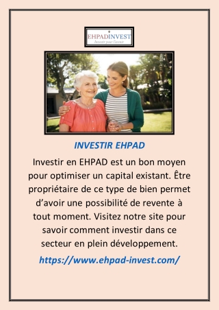 INVESTIR OU INVESTISSEMENT EN EHPAD