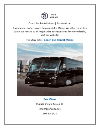 Coach Bus Rental Miami | Busmiami.net