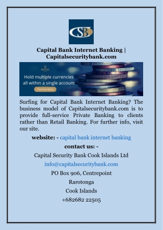 Capital Bank Internet Banking  Capitalsecuritybank.com