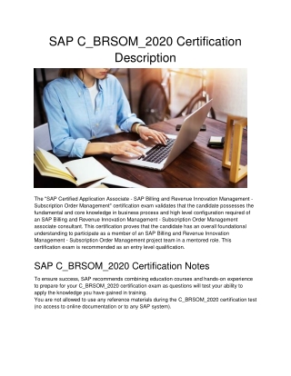 SAP C_BRSOM_2020 Certification Description