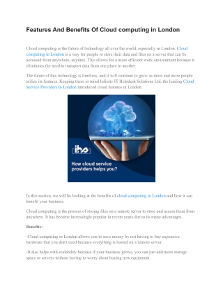 Features And Benefits Of Cloud computing in London