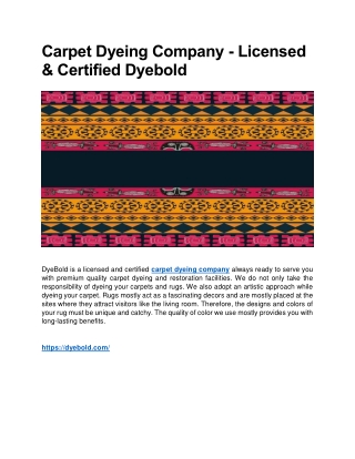 Carpet Dyeing Company - Licensed & Certified Dyebold