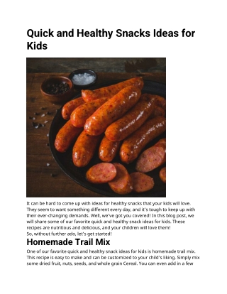 Quick and Healthy Snacks Ideas for Kids