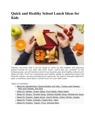 Quick and Healthy School Lunch Ideas for Kids