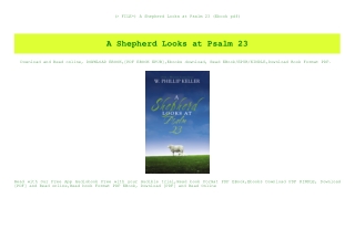 (P.D.F. FILE) A Shepherd Looks at Psalm 23 (Ebook pdf)