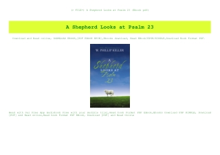 (P.D.F. FILE) A Shepherd Looks at Psalm 23 (Ebook pdf)